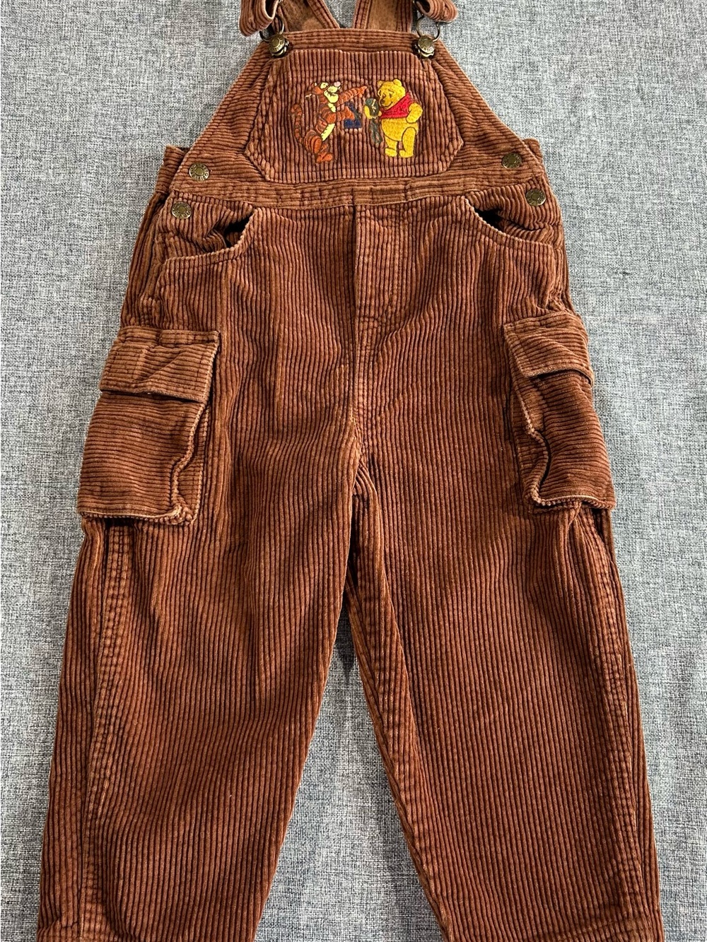 Vintage Disney Brown Corduroy Overalls Winnie the Pooh & Tigger Embroidery - Picture 2 of 10